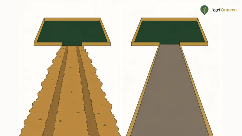 A kaccha track and a pucca road leading to a plot