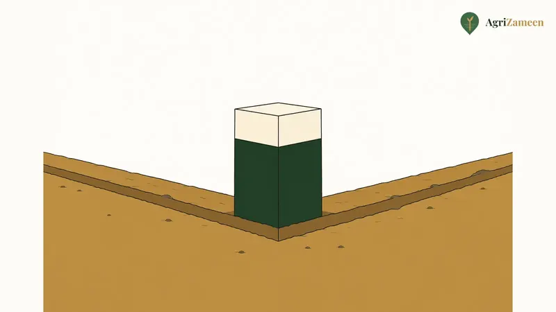 A boundary pillar at a plot corner